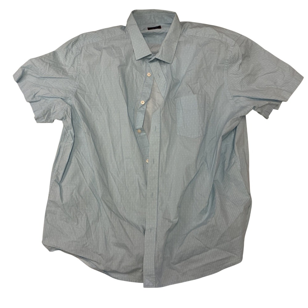 UNTUCKit Pierce Mens 3XL Light‎ Blue Micro Stripe Short Sleeve Button Down Shirt